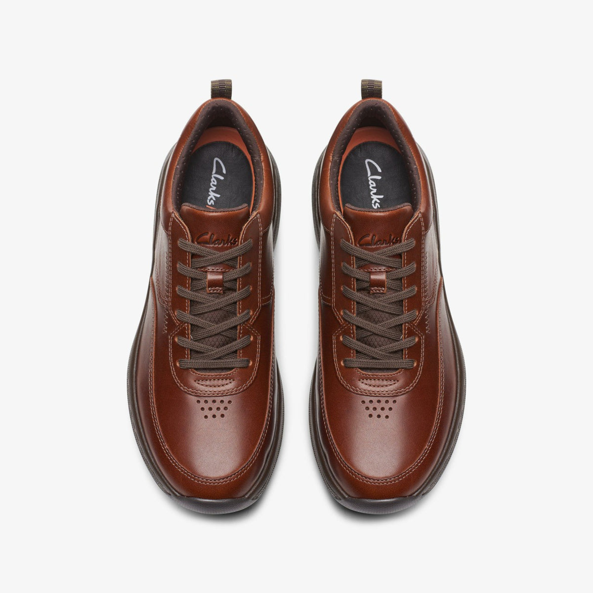 Clarks Pro Lace Dark Tan Leather - Clarks Popular
