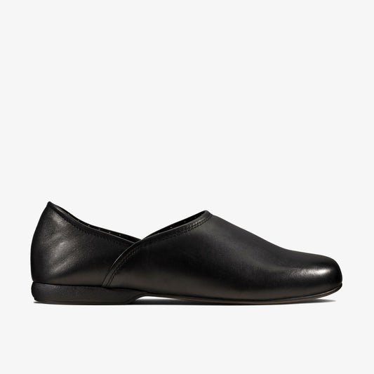 Harston Elite Slipper Black Leather - Clarks Popular