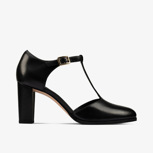 Kaylin 85 T Bar Black Leather - Clarks Sale