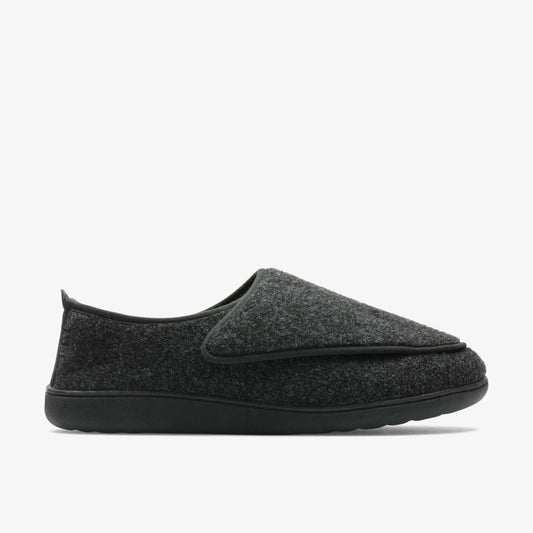 King Riptape Slipper Dark Grey Felt - Clarks Value