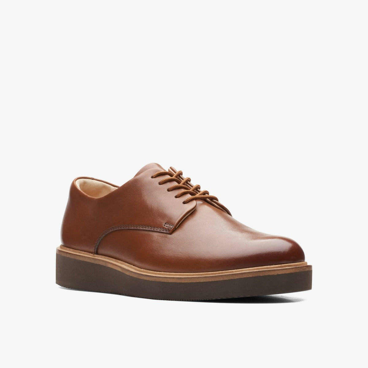 Glickly Derby Dark Tan Leather - Clarks Essential