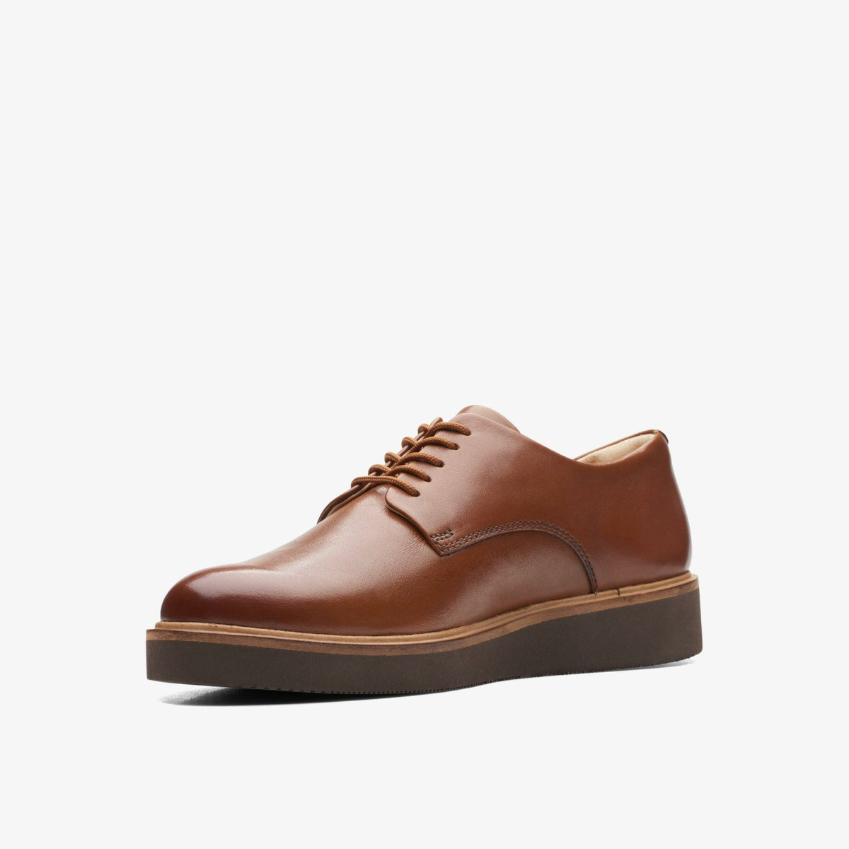 Glickly Derby Dark Tan Leather - Clarks Essential