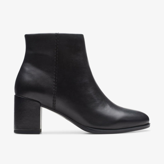 Freva 55 Zip Ankle Boot Black Leather - Clarks Best Price