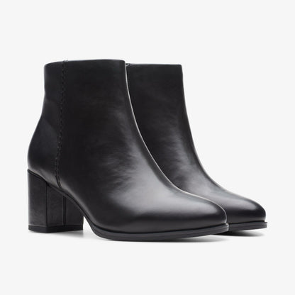 Freva 55 Zip Ankle Boot Black Leather - Clarks Best Price