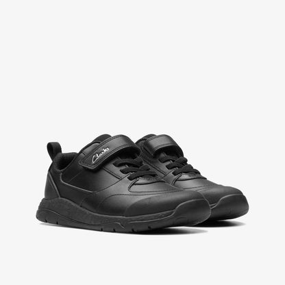 Steggy Stride Kid Black Leather - Clarks Discount