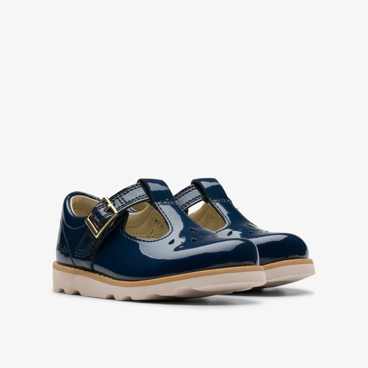 Crown Print Toddler Navy Patent - Clarks Classic