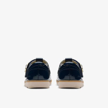 Crown Print Toddler Navy Patent - Clarks Classic