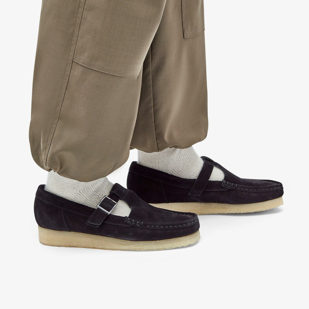 Wallabee T Bar Black Suede - Clarks Premium