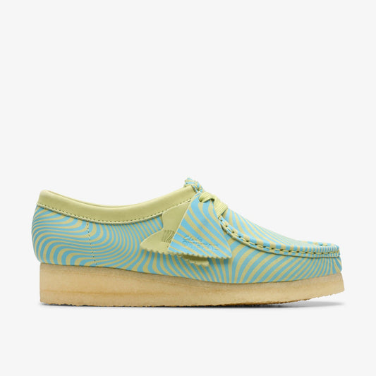 Wallabee Blue/Lime Print - Clarks Trending