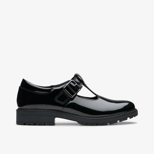 Loxham Bar Youth Black Patent - Clarks Hot Sale