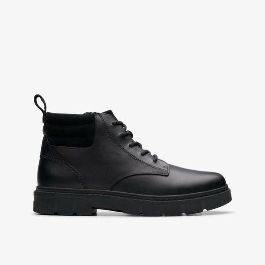 Lorcam Trail Older Black Leather - Clarks Special Offer