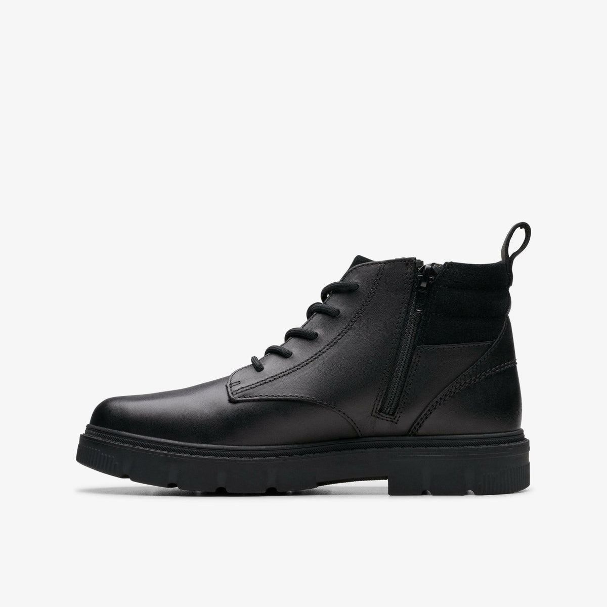 Lorcam Trail Older Black Leather - Clarks Special Offer
