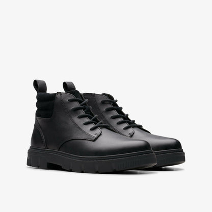 Lorcam Trail Older Black Leather - Clarks Special Offer
