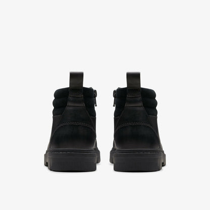 Lorcam Trail Older Black Leather - Clarks Special Offer