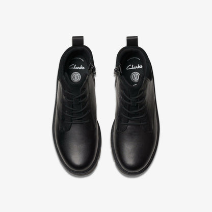Lorcam Trail Older Black Leather - Clarks Special Offer