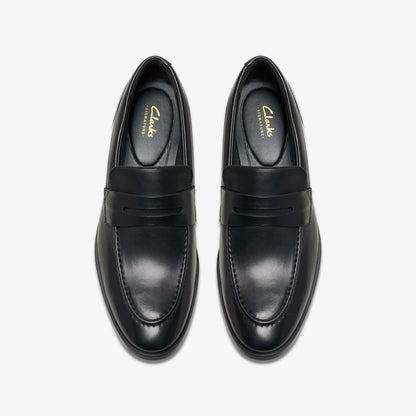 Brandon Step Loafer Black Leather - Clarks Great Value