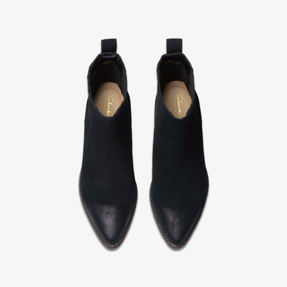 Morzine Top Ankle Boot Black Suede - Clarks Discount