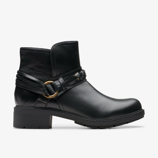 Hearth Kaylie Ankle Boot Black Leather - Clarks Customer Favorite