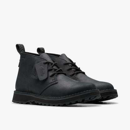 Solsbury Desert Boot Black Leather - Clarks Premium
