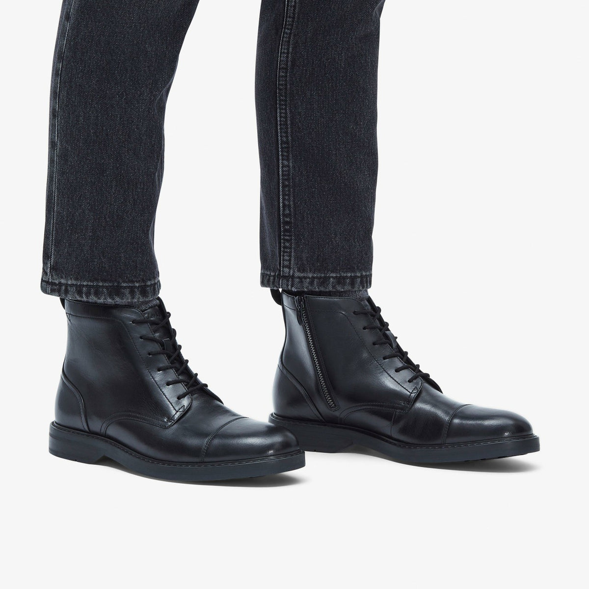 Aldwin Cap Black Leather - Clarks Popular