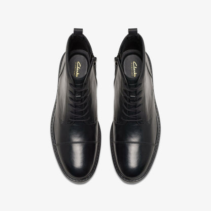 Aldwin Cap Black Leather - Clarks Popular