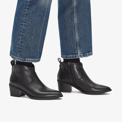 Morzine Sky Ankle Boot Black Leather - Clarks Trusted