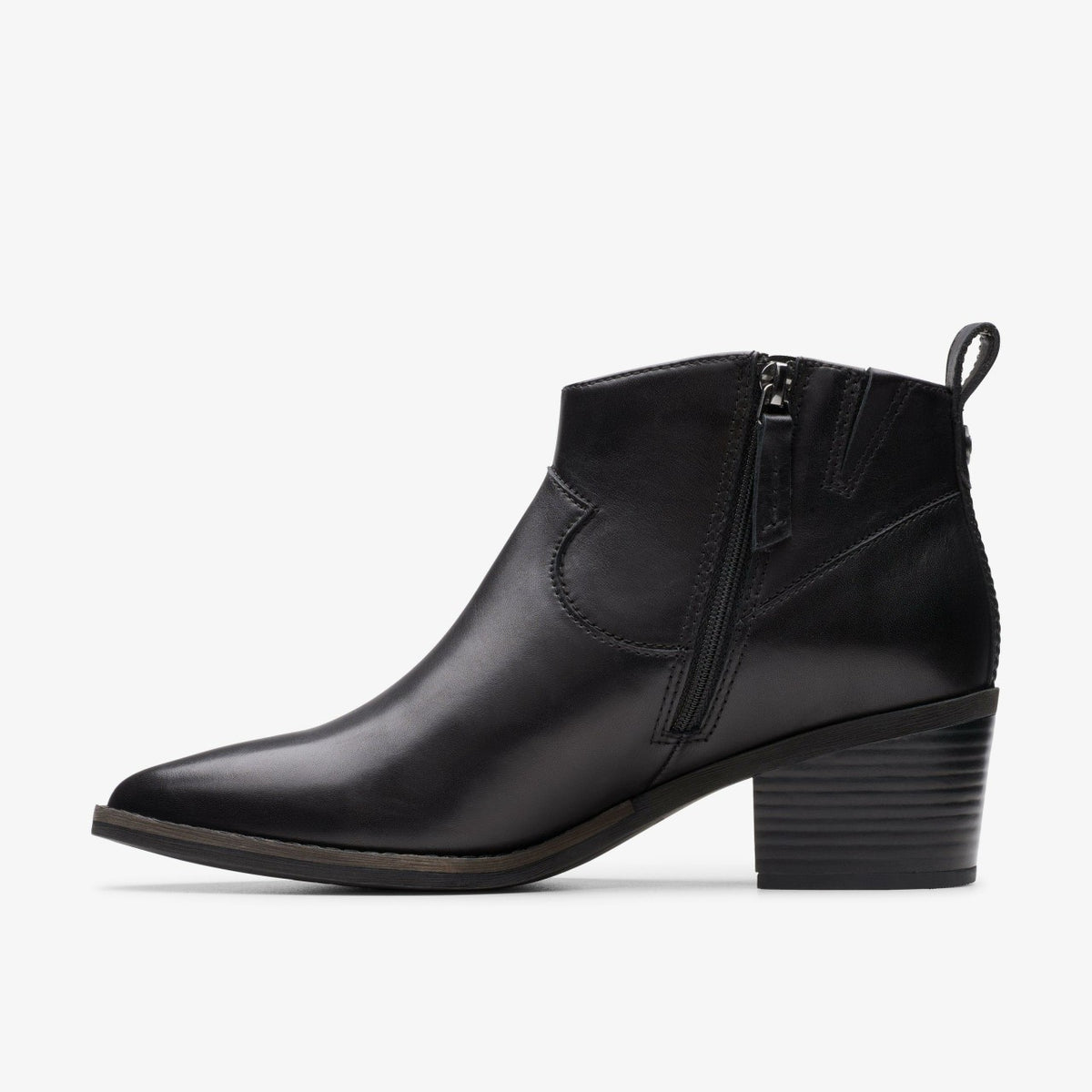 Morzine Sky Ankle Boot Black Leather - Clarks Trusted