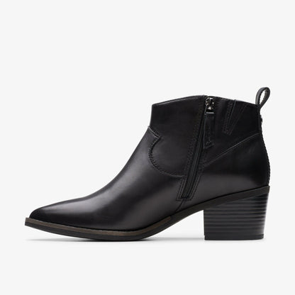 Morzine Sky Ankle Boot Black Leather - Clarks Trusted