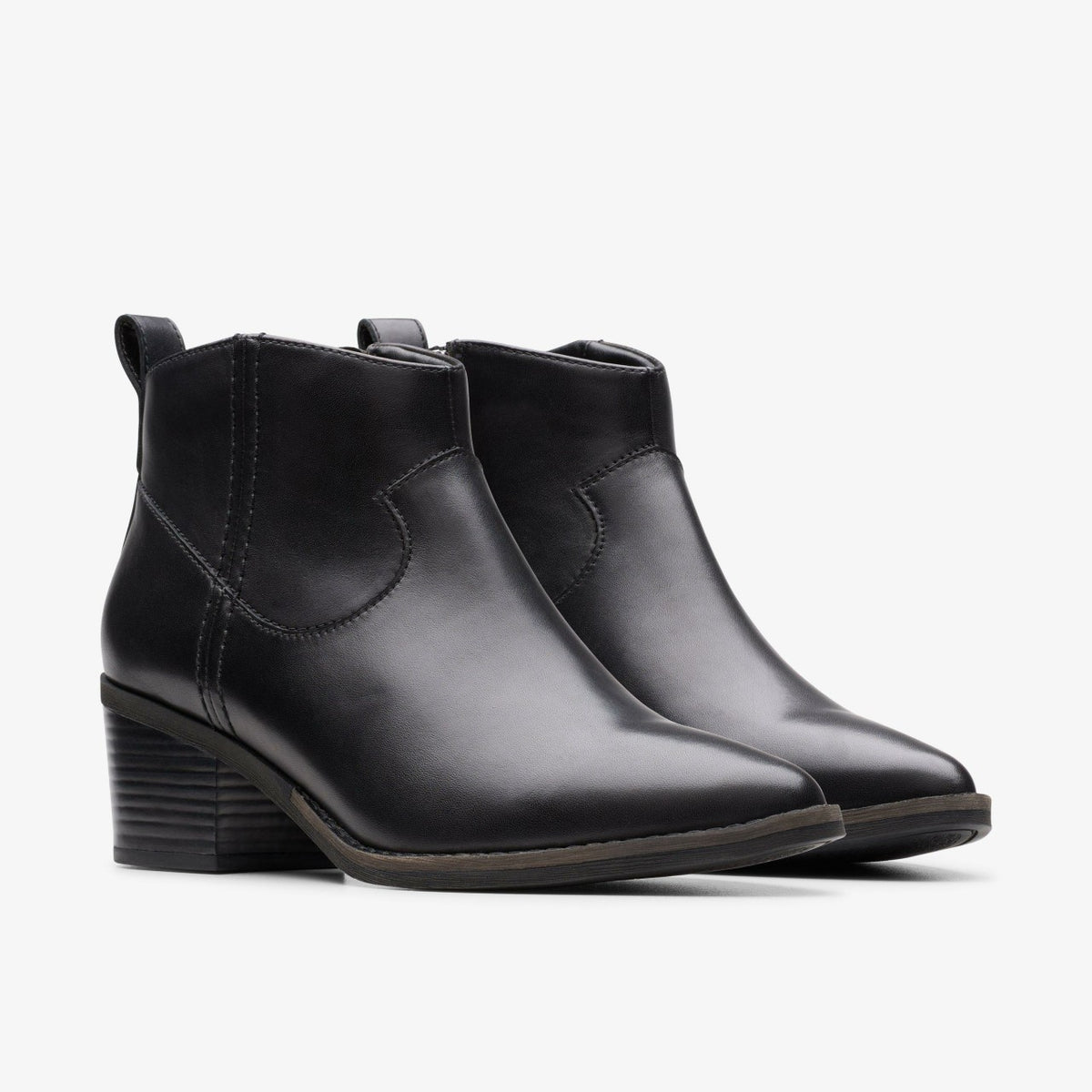 Morzine Sky Ankle Boot Black Leather - Clarks Trusted