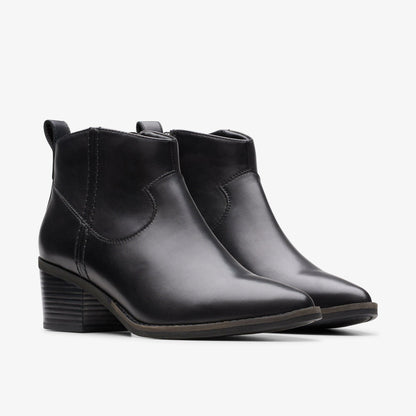 Morzine Sky Ankle Boot Black Leather - Clarks Trusted