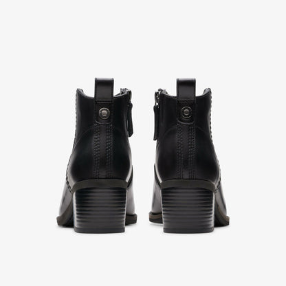 Morzine Sky Ankle Boot Black Leather - Clarks Trusted