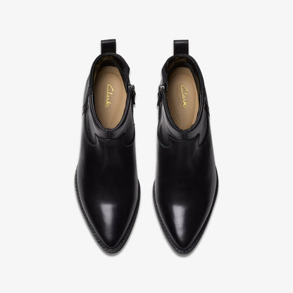 Morzine Sky Ankle Boot Black Leather - Clarks Trusted