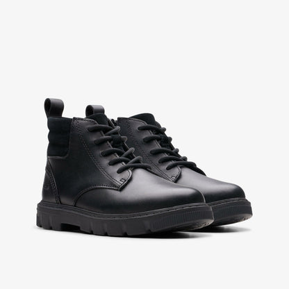 Lorcam Trail Kid Black Leather - Clarks Latest
