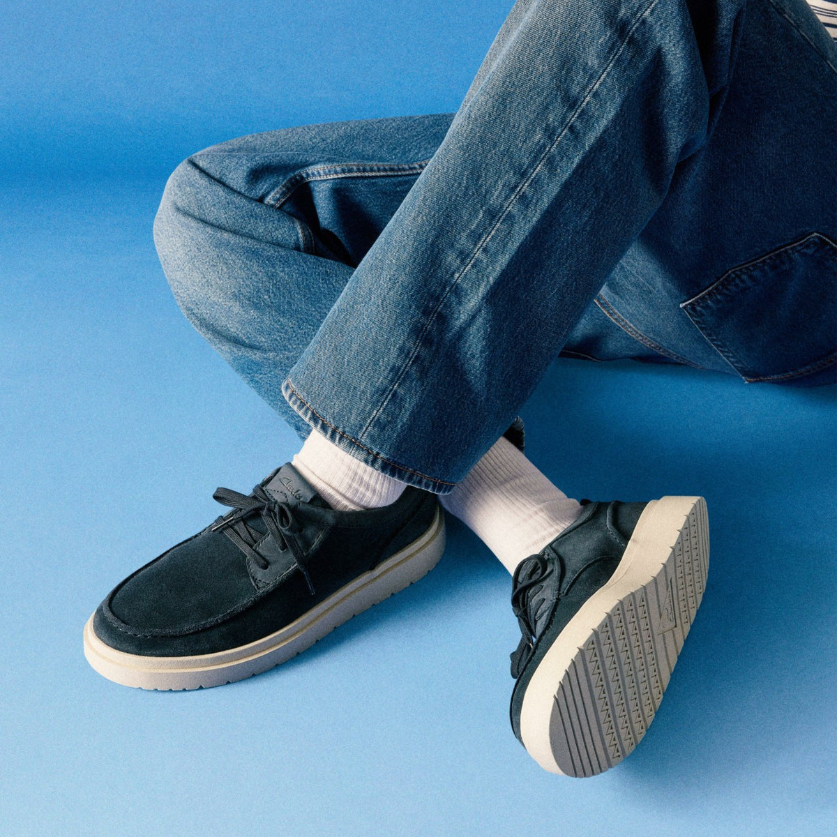 Polden Moc Navy Suede - Clarks Recommended