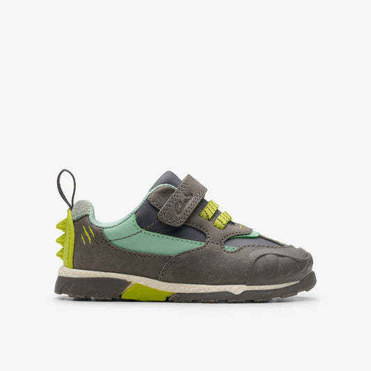 Steggy 2 Park Toddler Grey/Green - Clarks Great Value