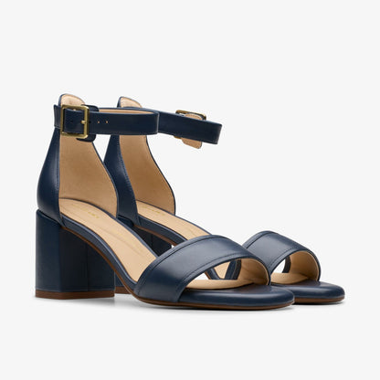 Ezoria Mae Navy Leather - Clarks Latest