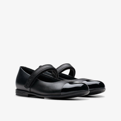 Finja Gem Kid Black Leather - Clarks Signature