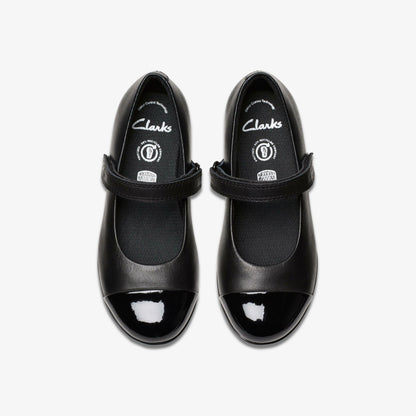 Finja Gem Kid Black Leather - Clarks Signature