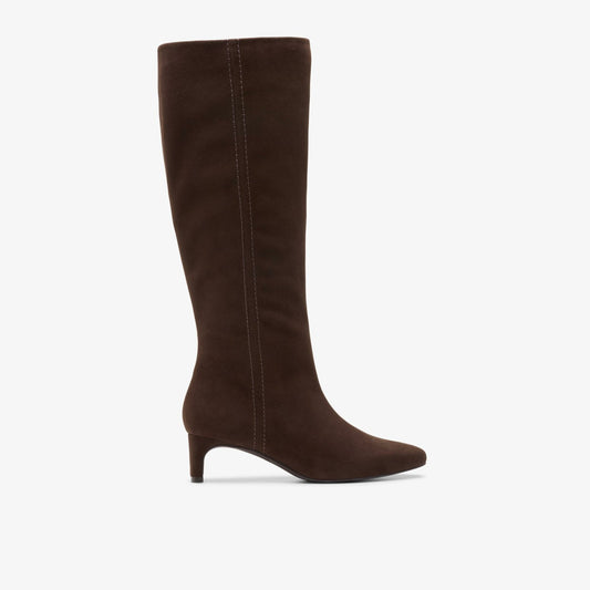 Edina Tall Dark Brown Suede - Clarks Top Pick