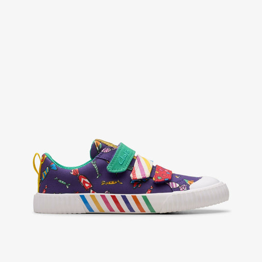 Roald Dahl Charlie & the Chocolate Factory Foxing Mix Kid Purple Canvas - Clarks Featured