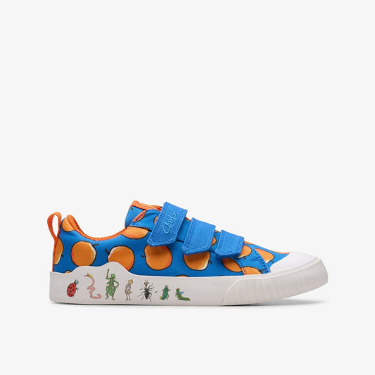 Roald Dahl James & the Giant Peach Foxing Air Kid Blue Canvas - Clarks Premium