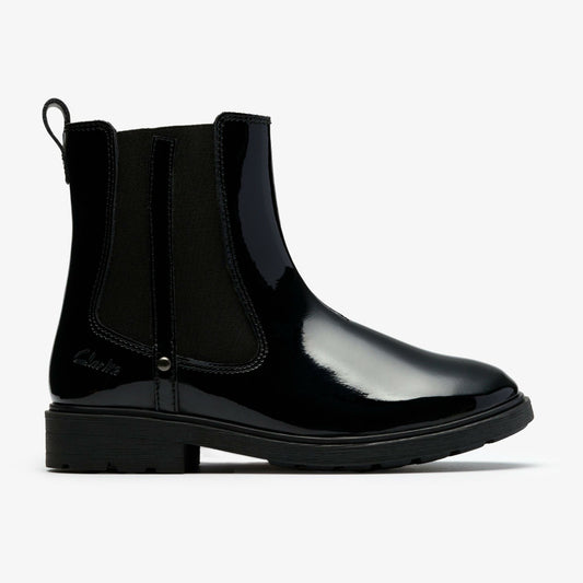Astrol Orin Kid Black Patent - Clarks Trusted