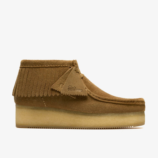Wallabee Wedge Fringe Light Tan Suede - Clarks Signature