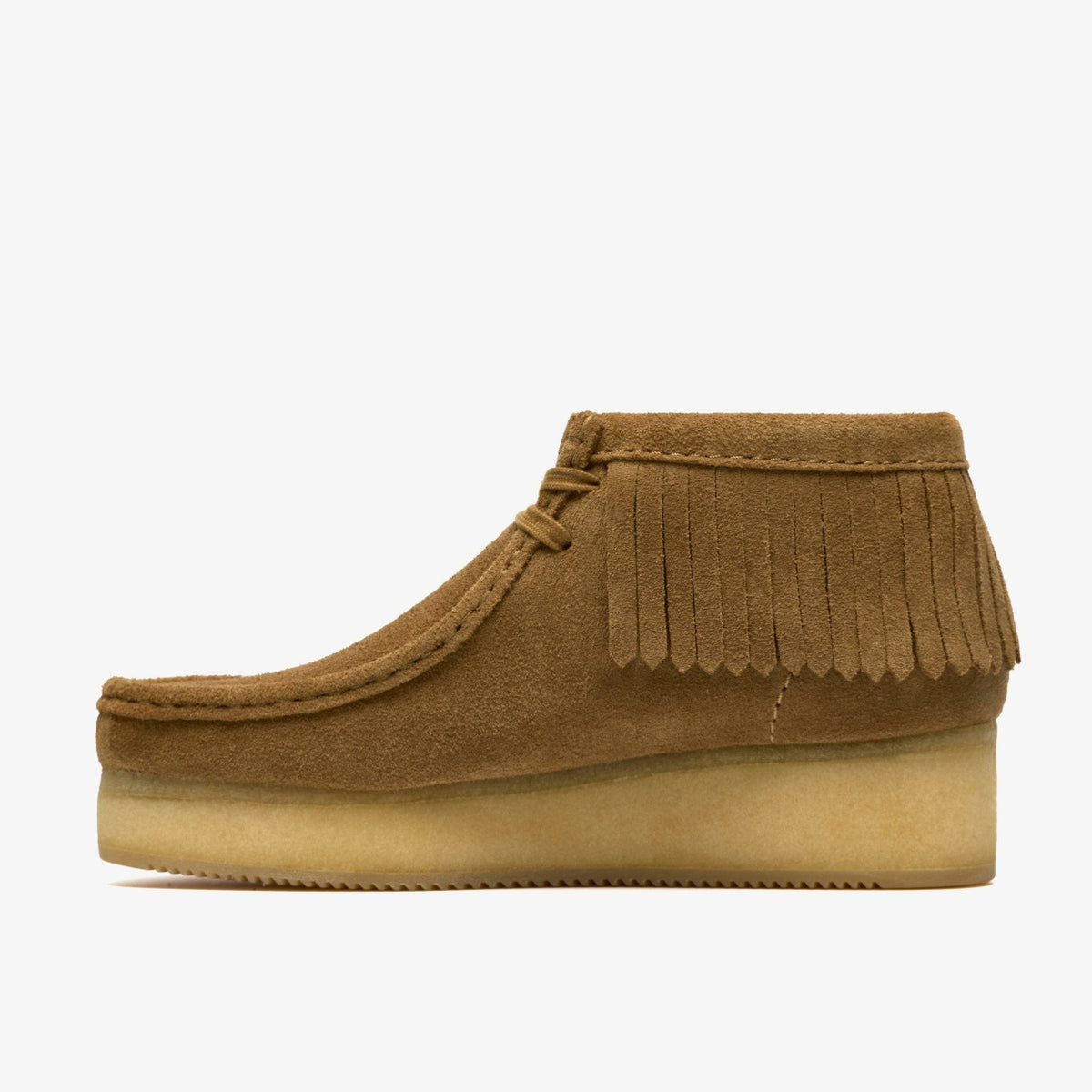 Wallabee Wedge Fringe Light Tan Suede - Clarks Signature