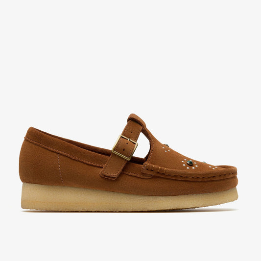 Wallabee T Bar Brown/Orange Suede - Clarks Exclusive