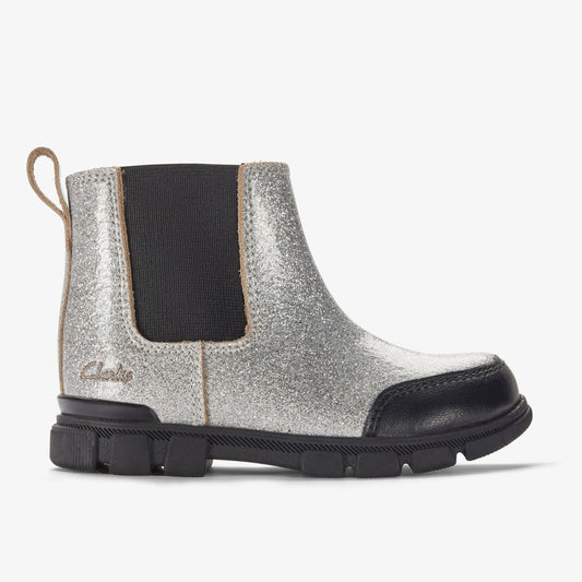 Evyn Chelsea Toddler Silver Patent - Clarks Essential