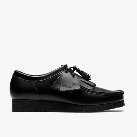 Wallabee Black Hi Shine Leather - Clarks Recommended