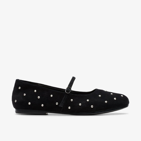 Livia Stud Black Suede - Clarks Premium