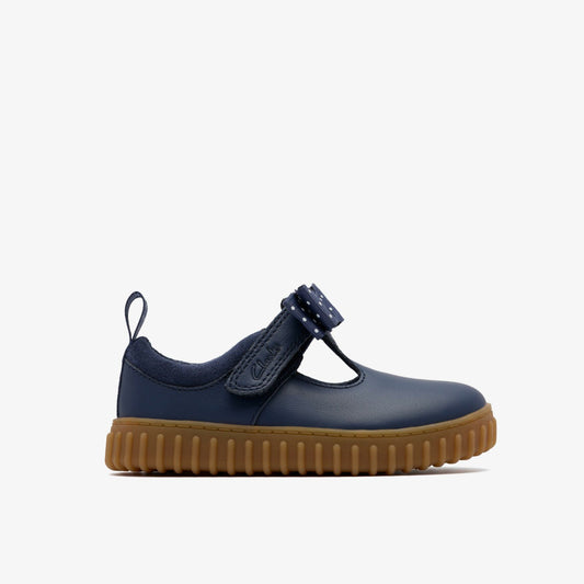 Cove Bow Toddler Navy Leather - Clarks Quality