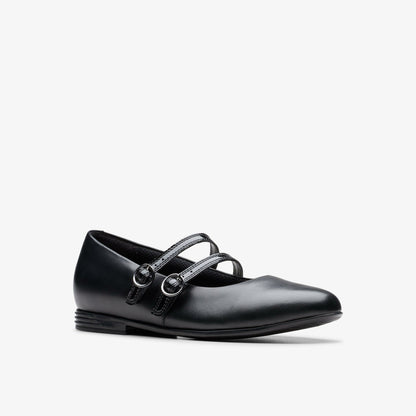 Finja Bar Youth Black Leather - Clarks Best Price